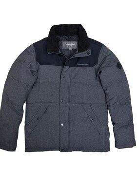 EDDIE BAUER Goose Down Puffer Coat Winter Parka Sherpa Fleece Jacket Mens Small